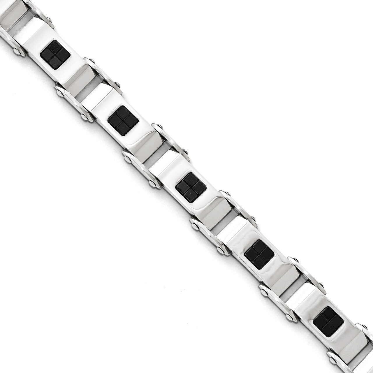 Polished Black IP-plated Bracelet - Stainless Steel SRB1618-8.5
