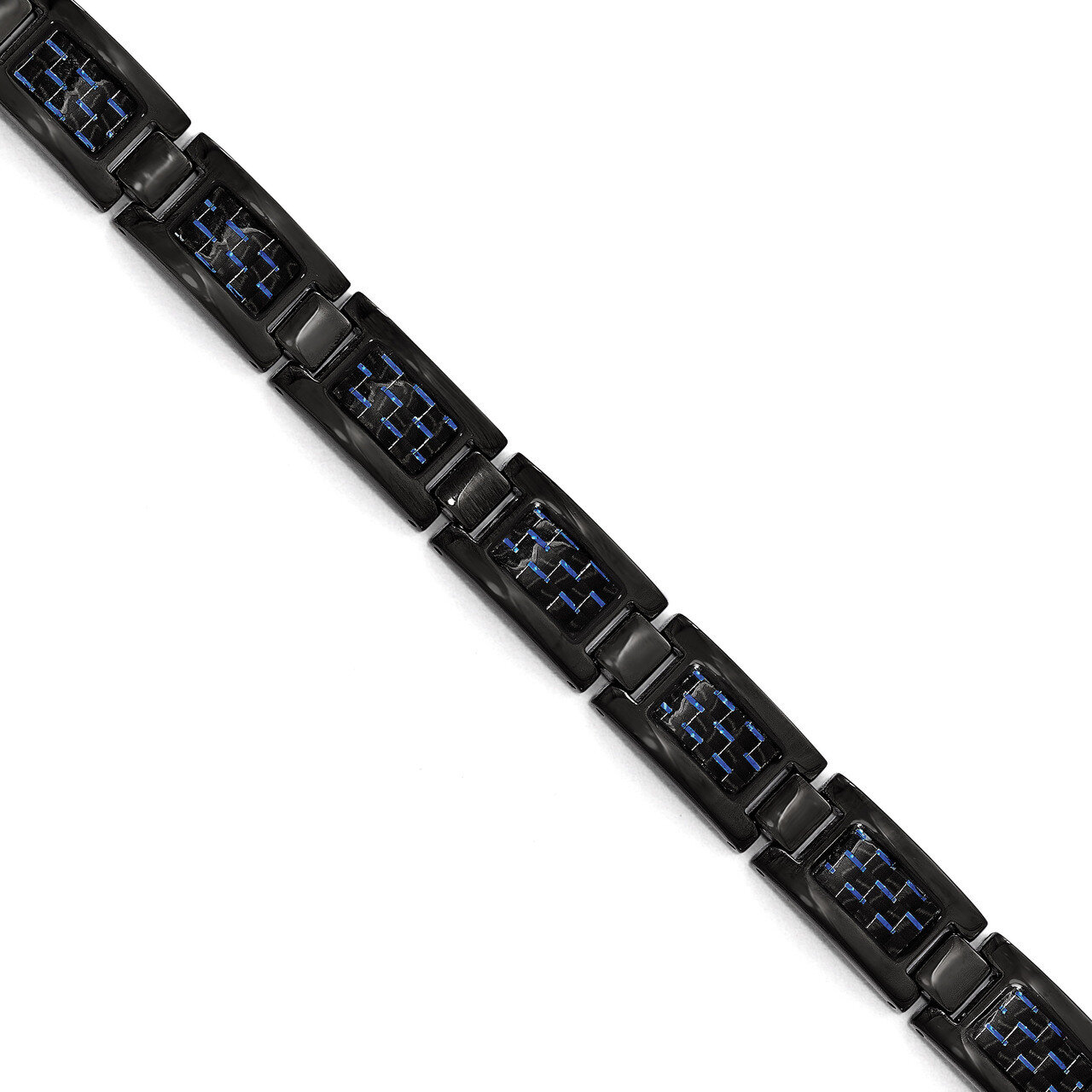 Polished Black IP-plated with Blue Carbon Fiber Bracelet - Stainless Steel SRB1643-8.25 by Chisel, …