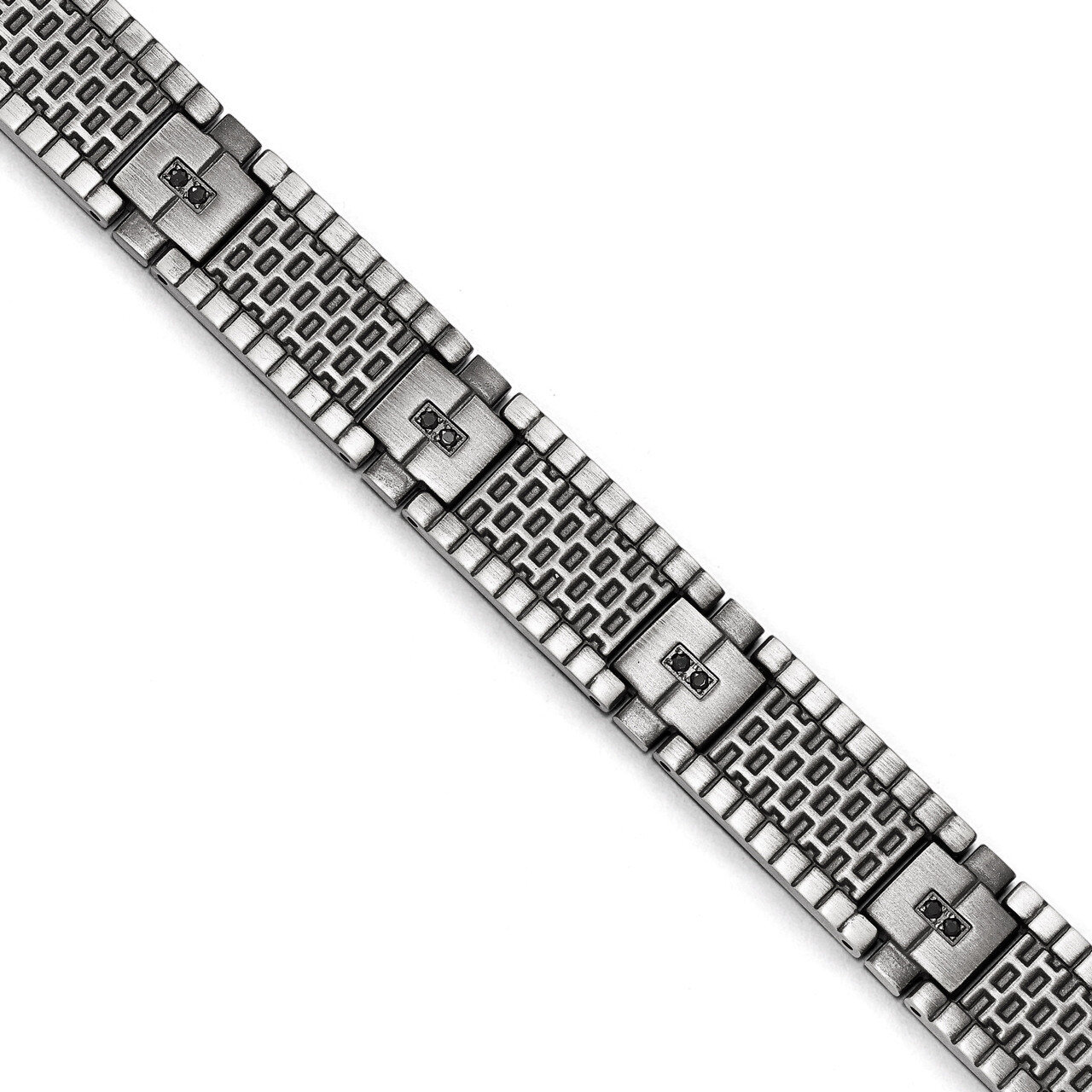 Antiqued Brushed Synthetic Diamond Bracelet - Stainless Steel SRB1651-8.25 by Chisel, MPN: SRB1651-…
