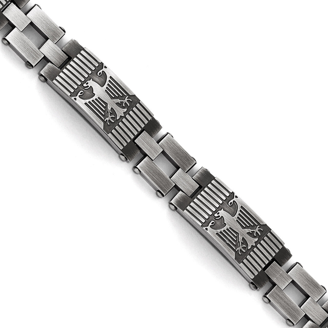 Antiqued Polished and Brushed Bracelet - Stainless Steel SRB1657-8.5