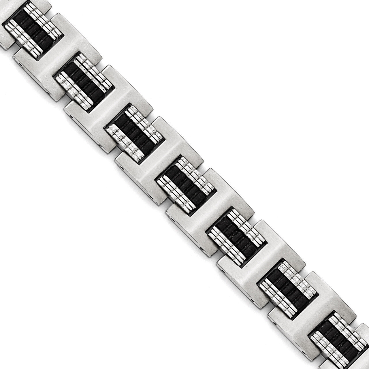 Brushed and Polished Black IP-plated 8.75 Inch Bracelet - Stainless Steel SRB1739-8.75 by Chisel, M…