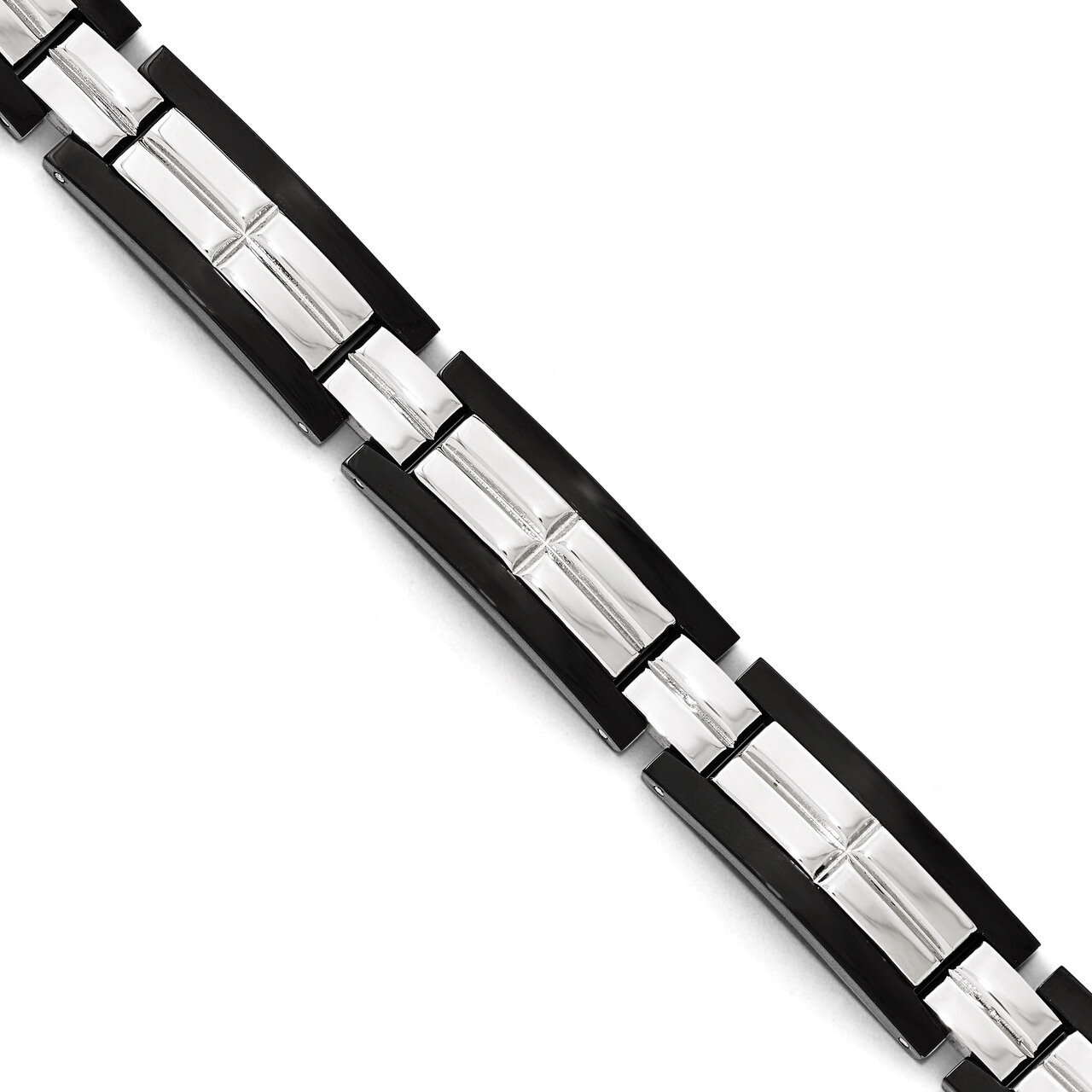 Polished Black IP-plated 8.5 in. Bracelet - Stainless Steel SRB1747-8.5