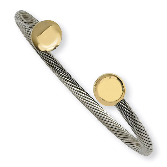 Yellow IP-plated Cuff Bangle - Stainless Steel SRB256 by Chisel, MPN: SRB256, 883957745992