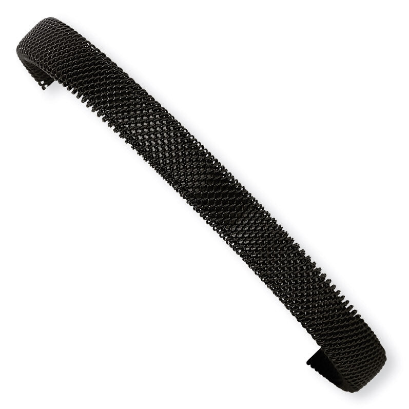 Black IP plated Mesh Cuff Bracelet - Stainless Steel SRB305