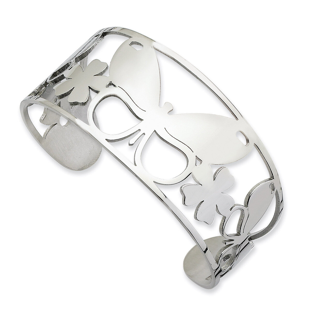 Polished Butterfly Cuff Bangle - Stainless Steel SRB605 by Chisel, MPN: SRB605, 886774036298