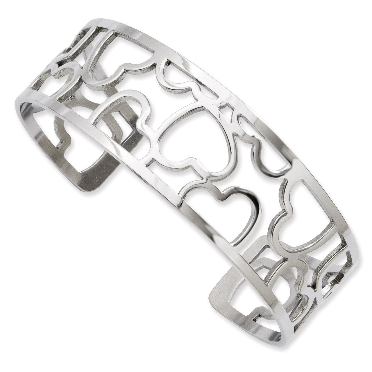 Hearts Cuff Bangle - Stainless Steel SRB679 by Chisel, MPN: SRB679, 886774971643