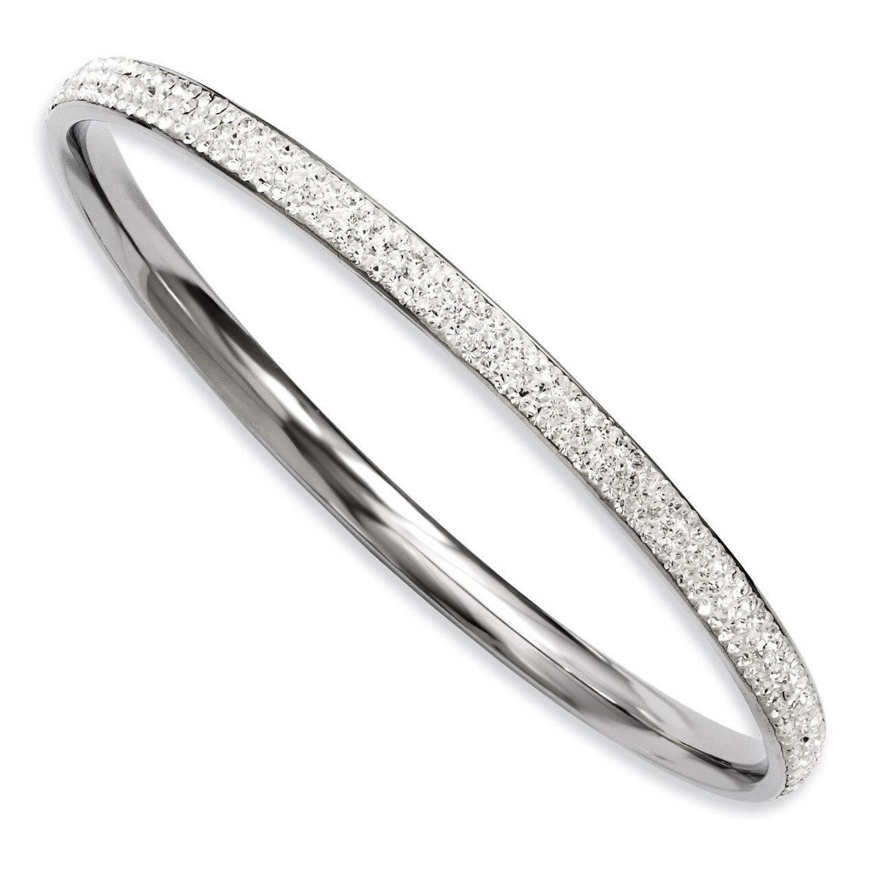 Clear Crystal Rounded Bangle - Stainless Steel SRB772