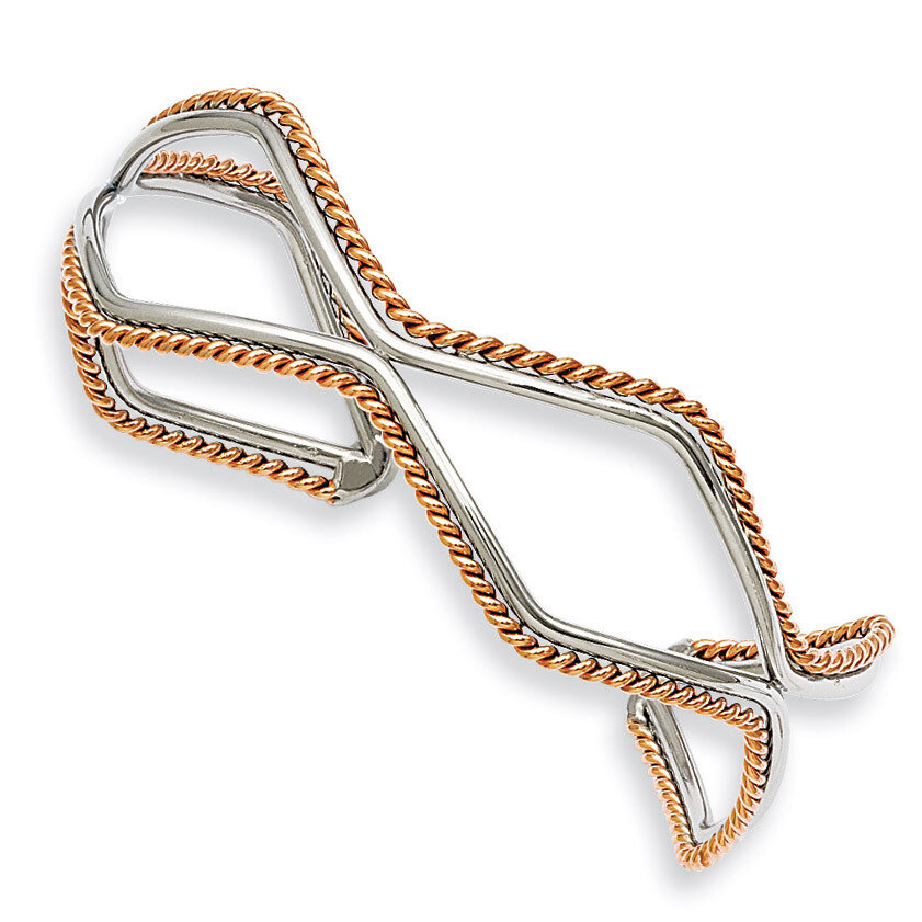 Pink IP-plated Textured Cuff Bangle - Stainless Steel SRB853 by Chisel, MPN: SRB853, 886774971407
