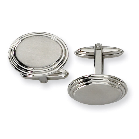 Brushed and Polished Cufflinks - Stainless Steel SRC128
