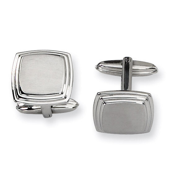 Brushed and Polished Cufflinks - Stainless Steel SRC155
