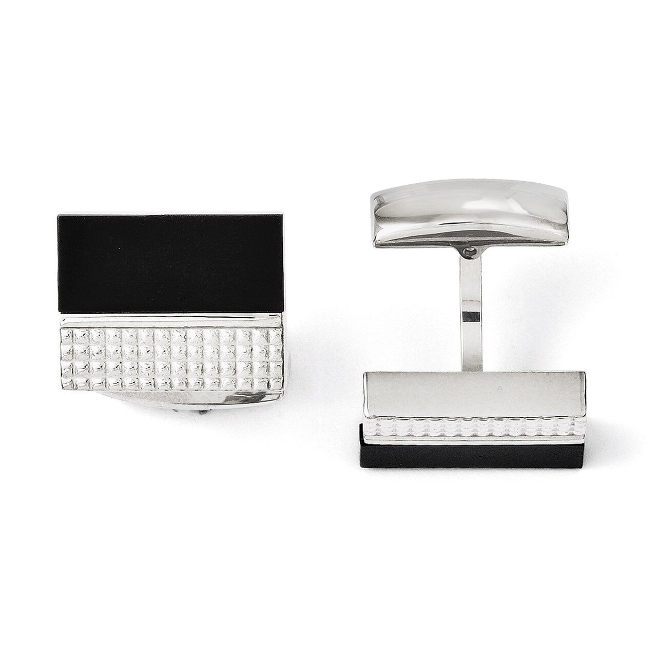 Black Agate &amp; Textured Cufflinks - Stainless Steel SRC225 by Chisel, MPN: SRC225, 886774621449