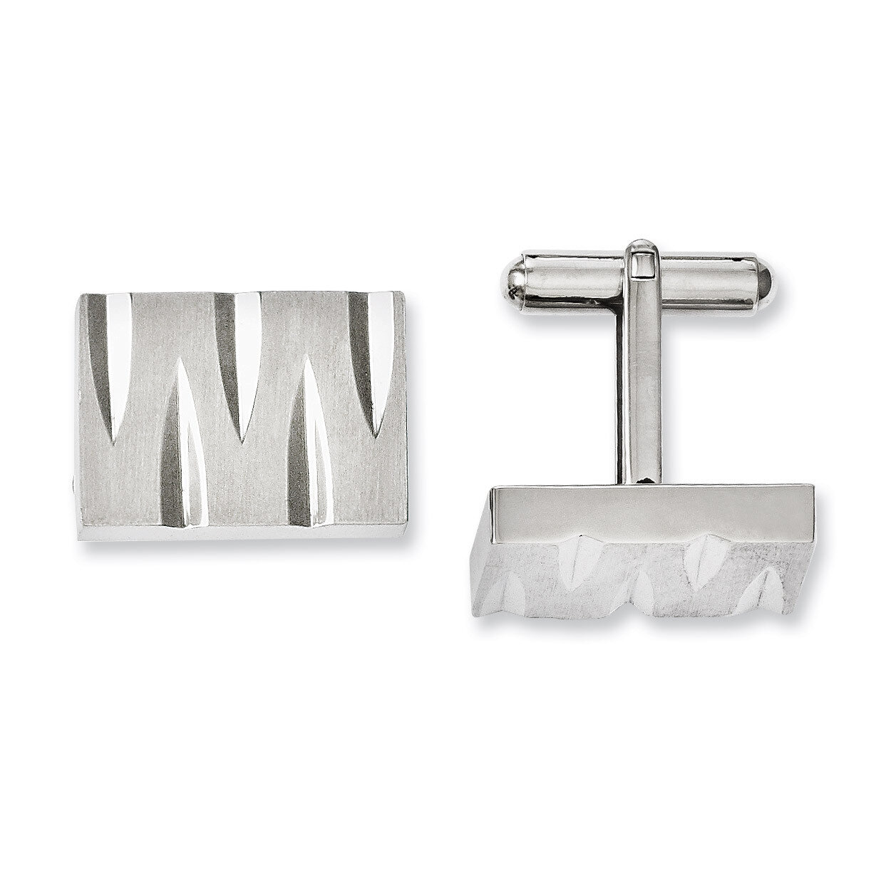 Brushed & Polished Cufflinks - Stainless Steel SRC235