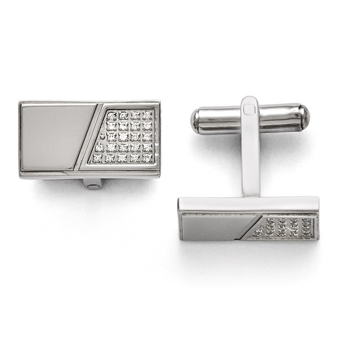 Polished with Synthetic Diamond Cufflinks - Stainless Steel SRC254