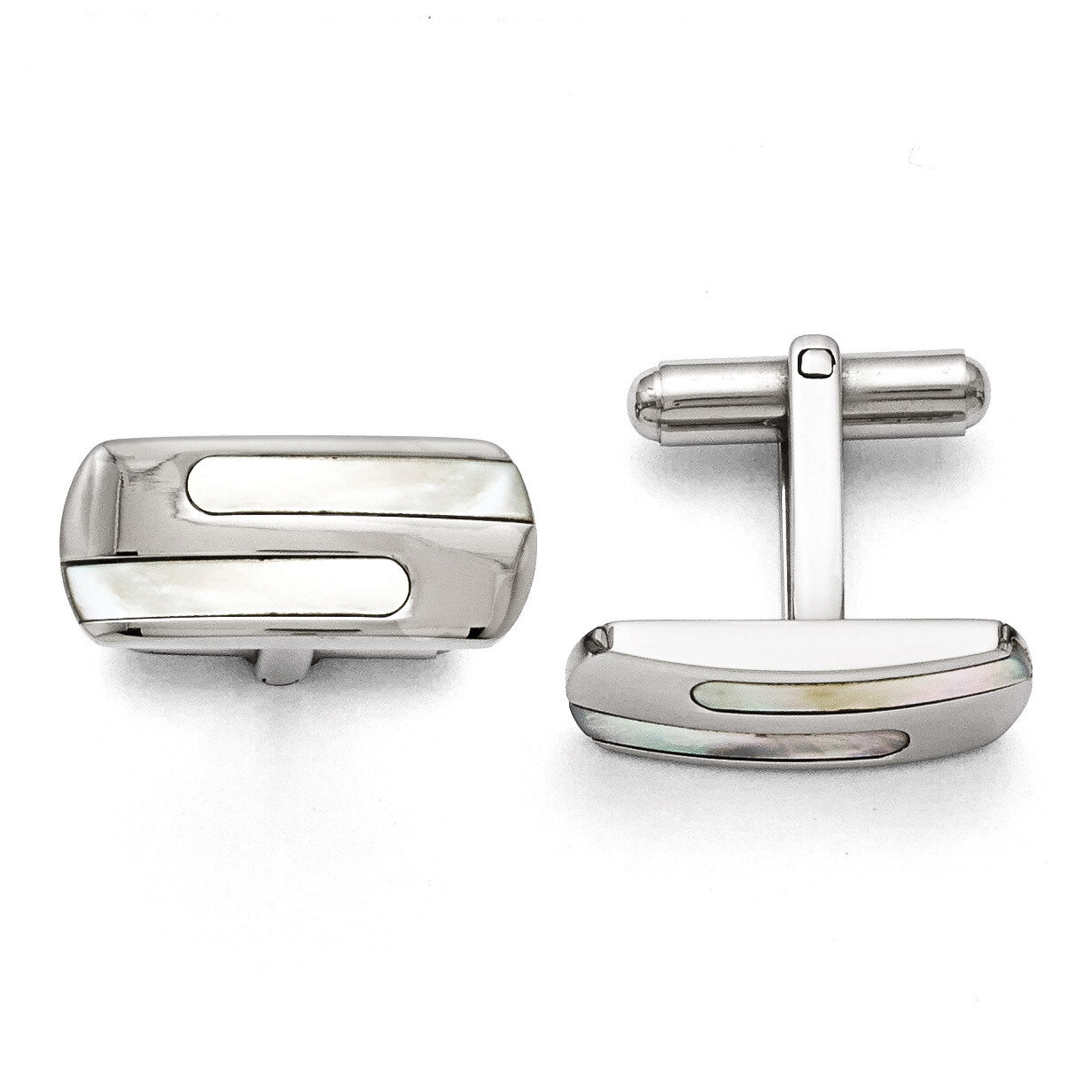 Polished Mother of Pearl Cufflinks - Stainless Steel SRC257