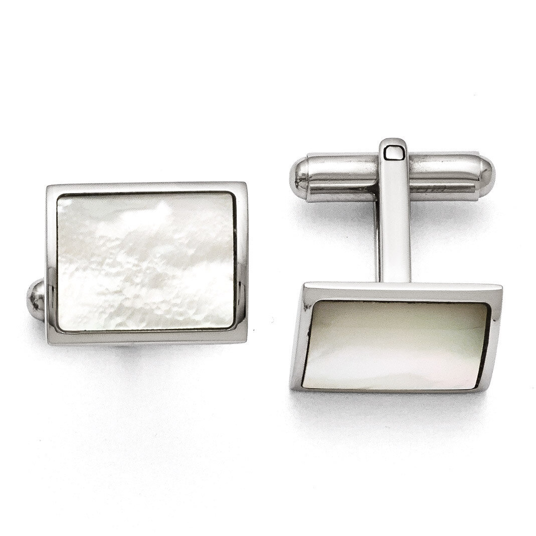 Polished Mother Of Pearl Cufflinks - Stainless Steel SRC258