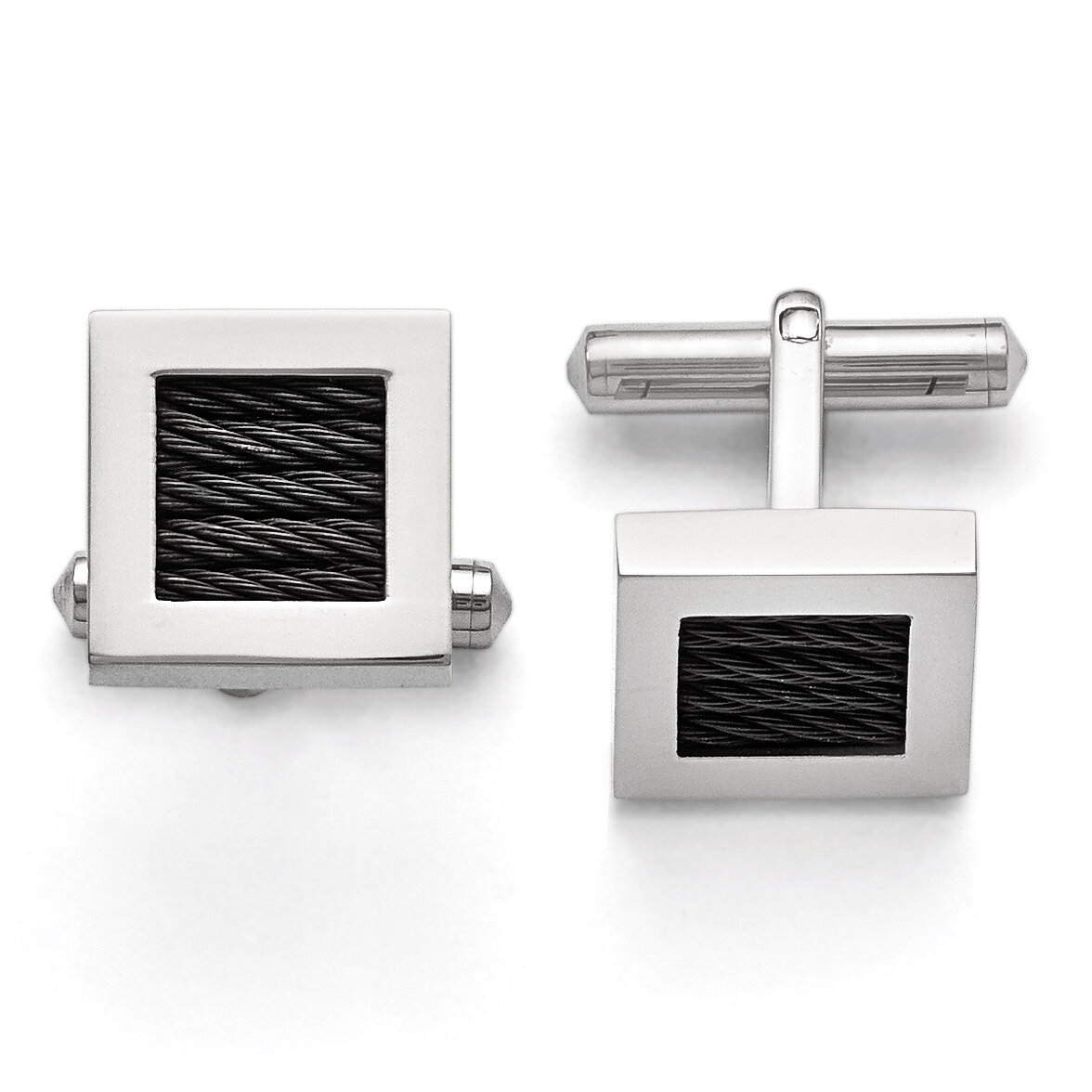 Polished Black IP-plated Wire Cufflinks - Stainless Steel SRC280 by Chisel, MPN: SRC280, 8867746217…