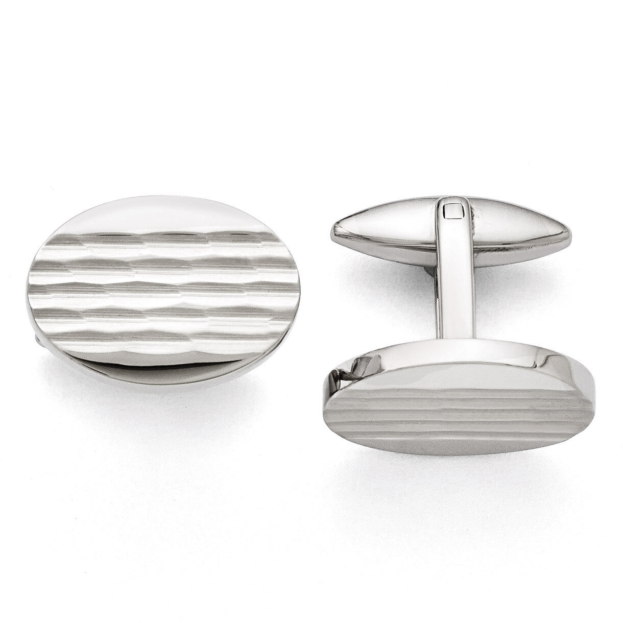 Polished and Matte Oval Cufflinks - Stainless Steel SRC290 by Chisel, MPN: SRC290, 886774621753