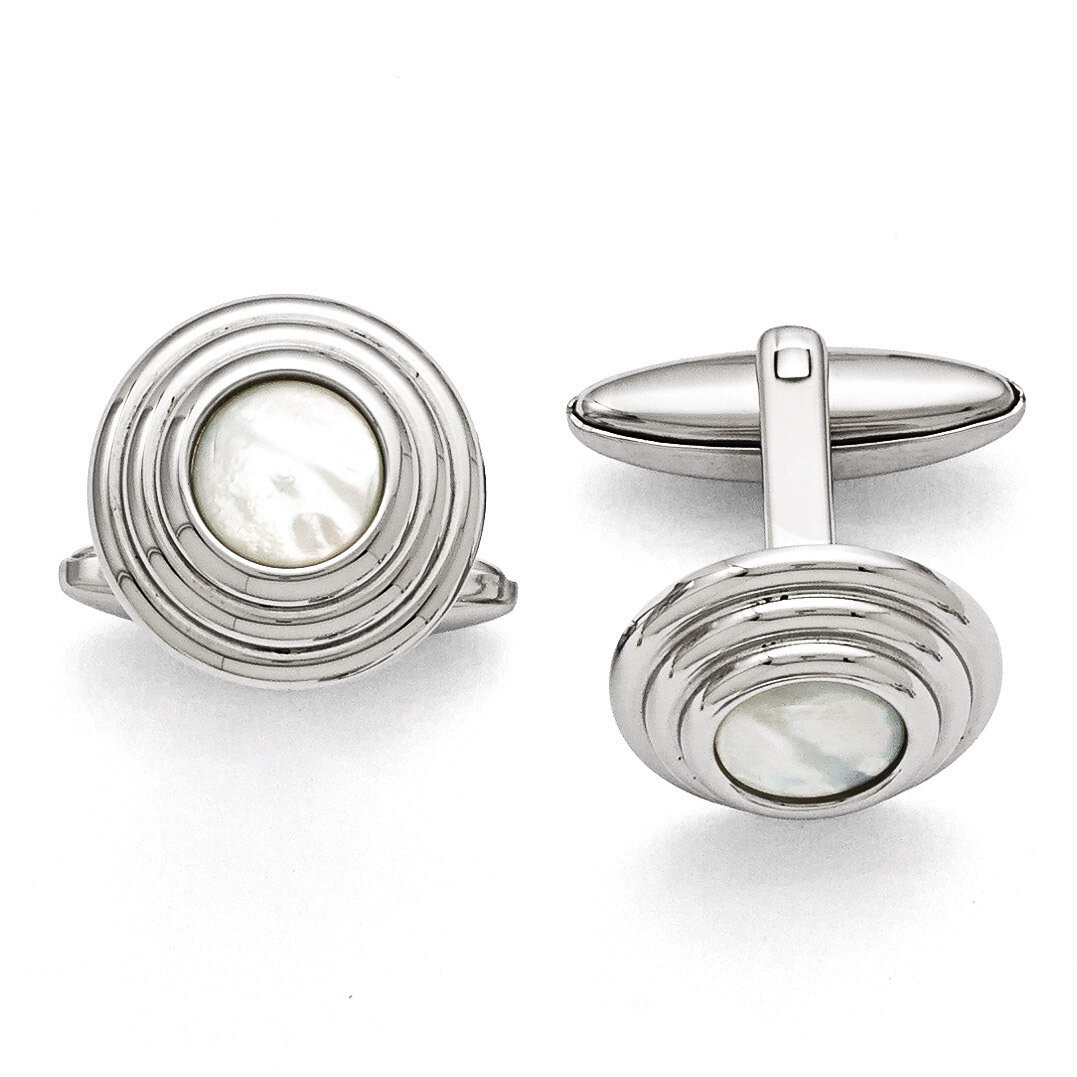 Mother of Pearl Polished Cufflinks - Stainless Steel SRC294 by Chisel, MPN: SRC294, 886774621784