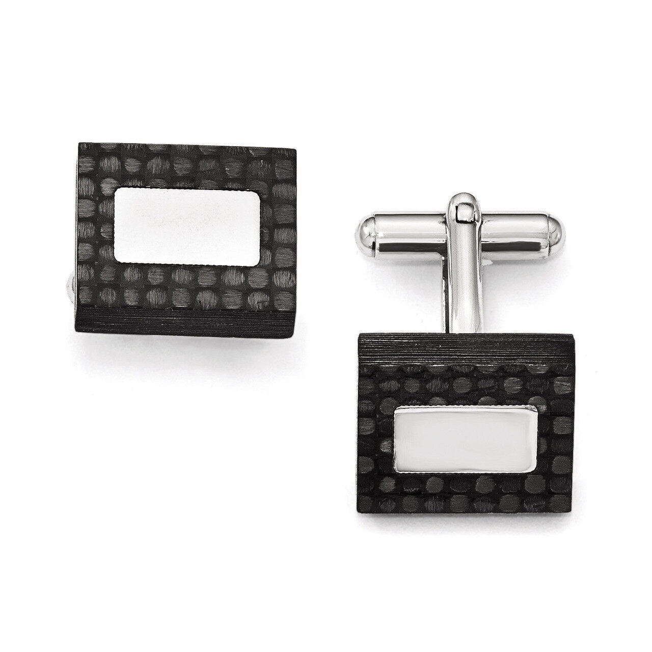 Polished and Brushed Carbon Fiber Cufflinks - Stainless Steel SRC304 by Chisel, MPN: SRC304, 886774…