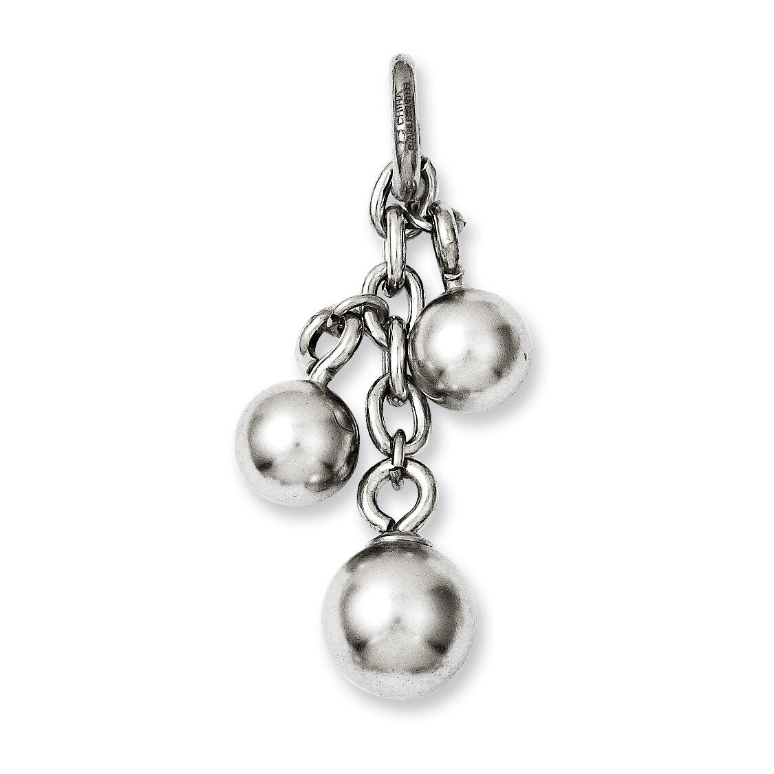Grey Synthetic Pearl Interchangeable Charm Pendant - Stainless Steel SRCH207 by Chisel, MPN: SRCH20…
