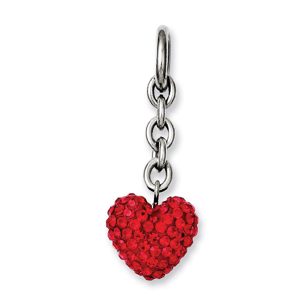 Red Synthetic Diamond Heart Interchangeable Charm Pendant - Stainless Steel SRCH209 by Chisel, MPN:…