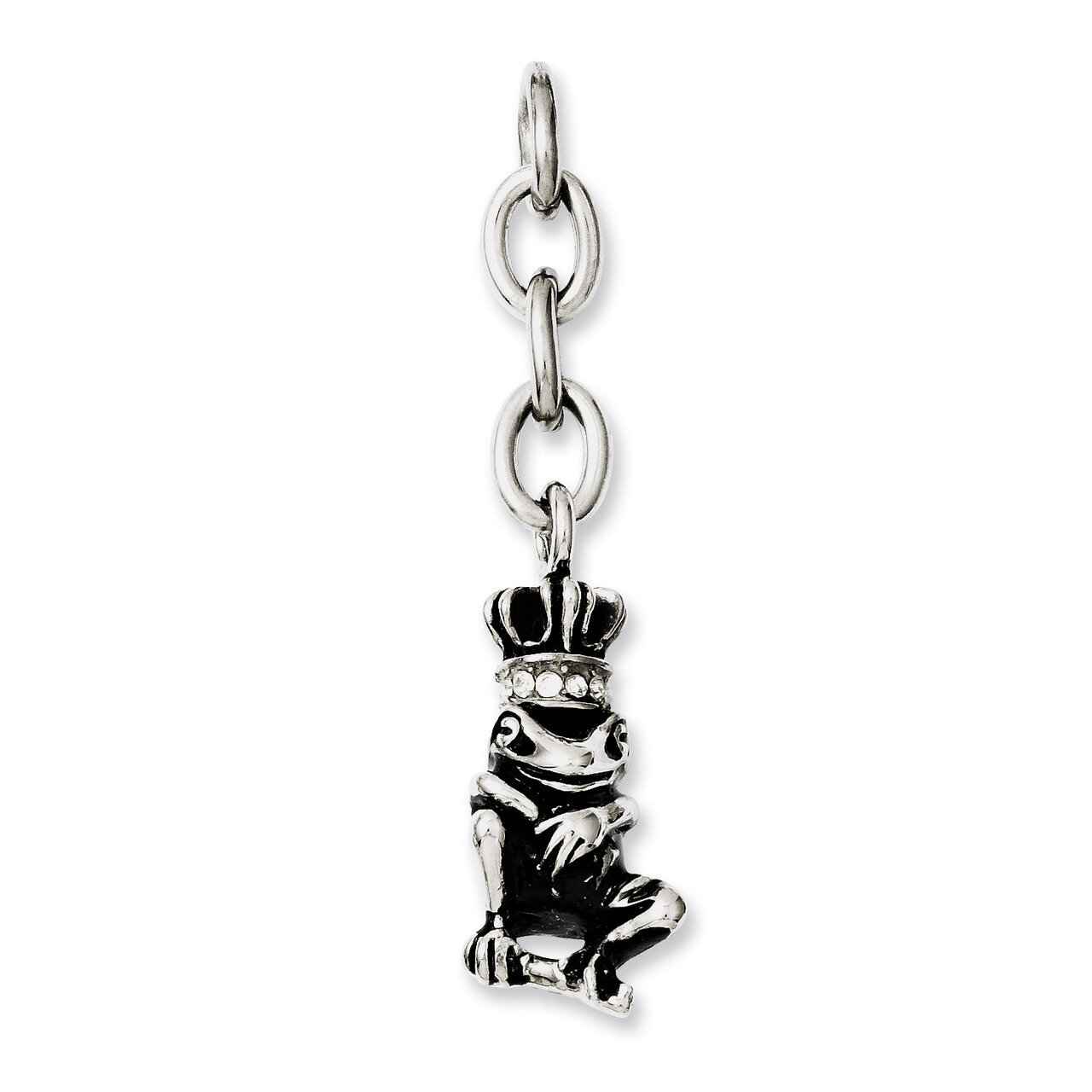 Frog with Synthetic Diamonds Interchangeable Charm Pendant - Stainless Steel SRCH216