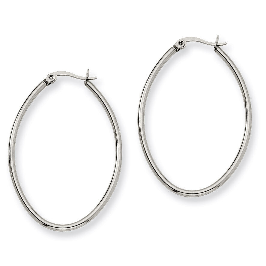 30mm Diameter Oval Hoop Earrings - Stainless Steel SRE127