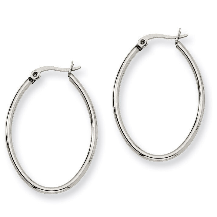 25mm Diameter Oval Hoop Earrings - Stainless Steel SRE128