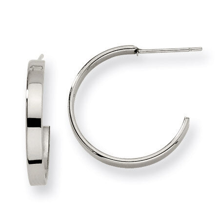 20mm Diameter J Hoop Post Earrings - Stainless Steel SRE130 by Chisel, MPN: SRE130, 883957747507