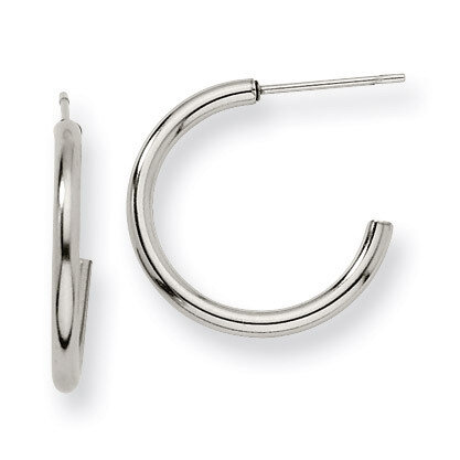 19mm Diameter J Hoop Post Earrings - Stainless Steel SRE133 by Chisel, MPN: SRE133, 883957747538