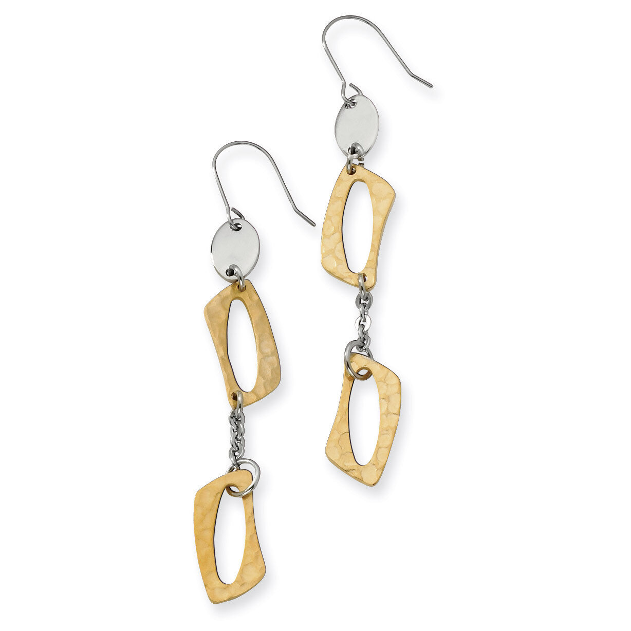 Yellow IP-plated Square Link Earrings - Stainless Steel SRE169