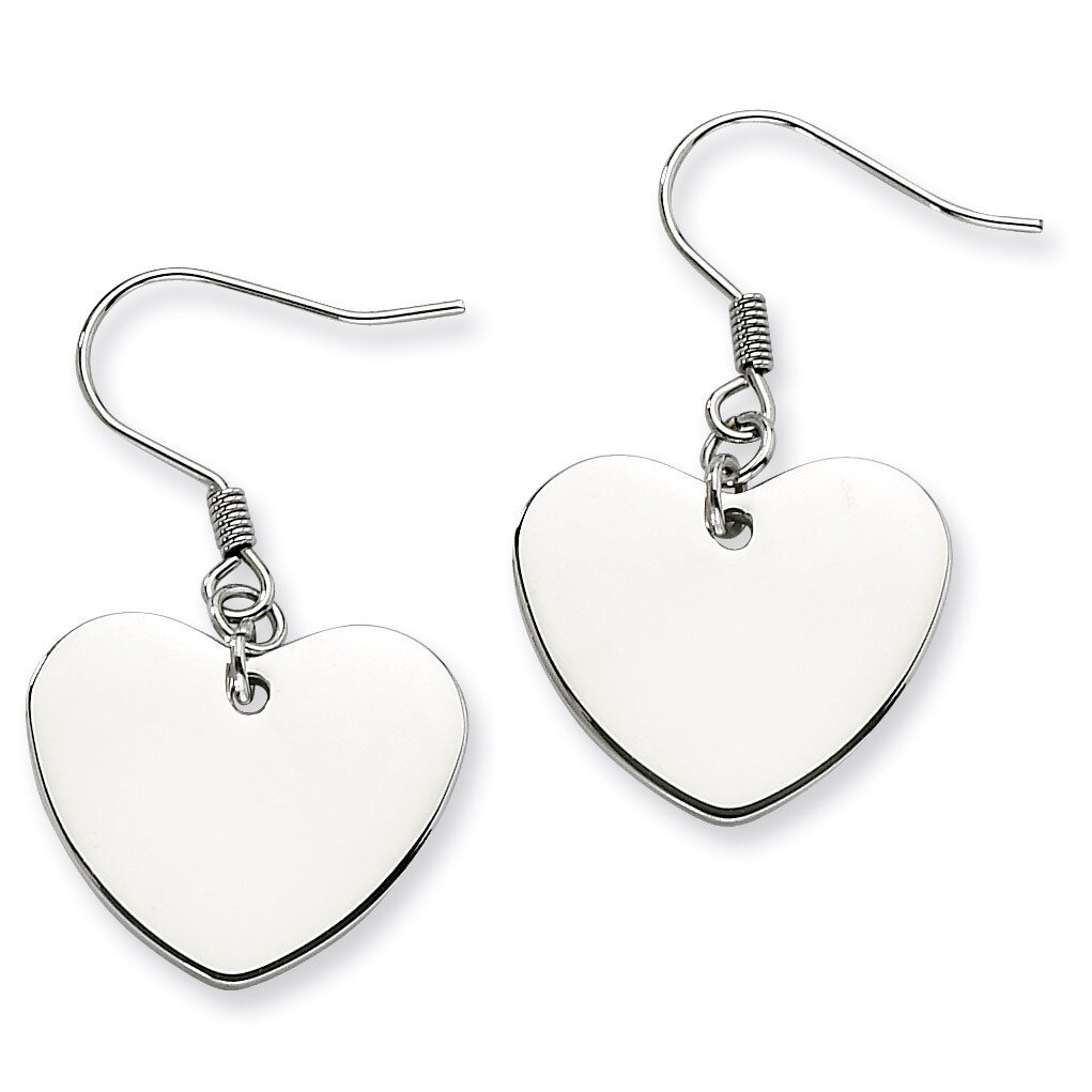 Polished Heart Dangle Earrings - Stainless Steel SRE239