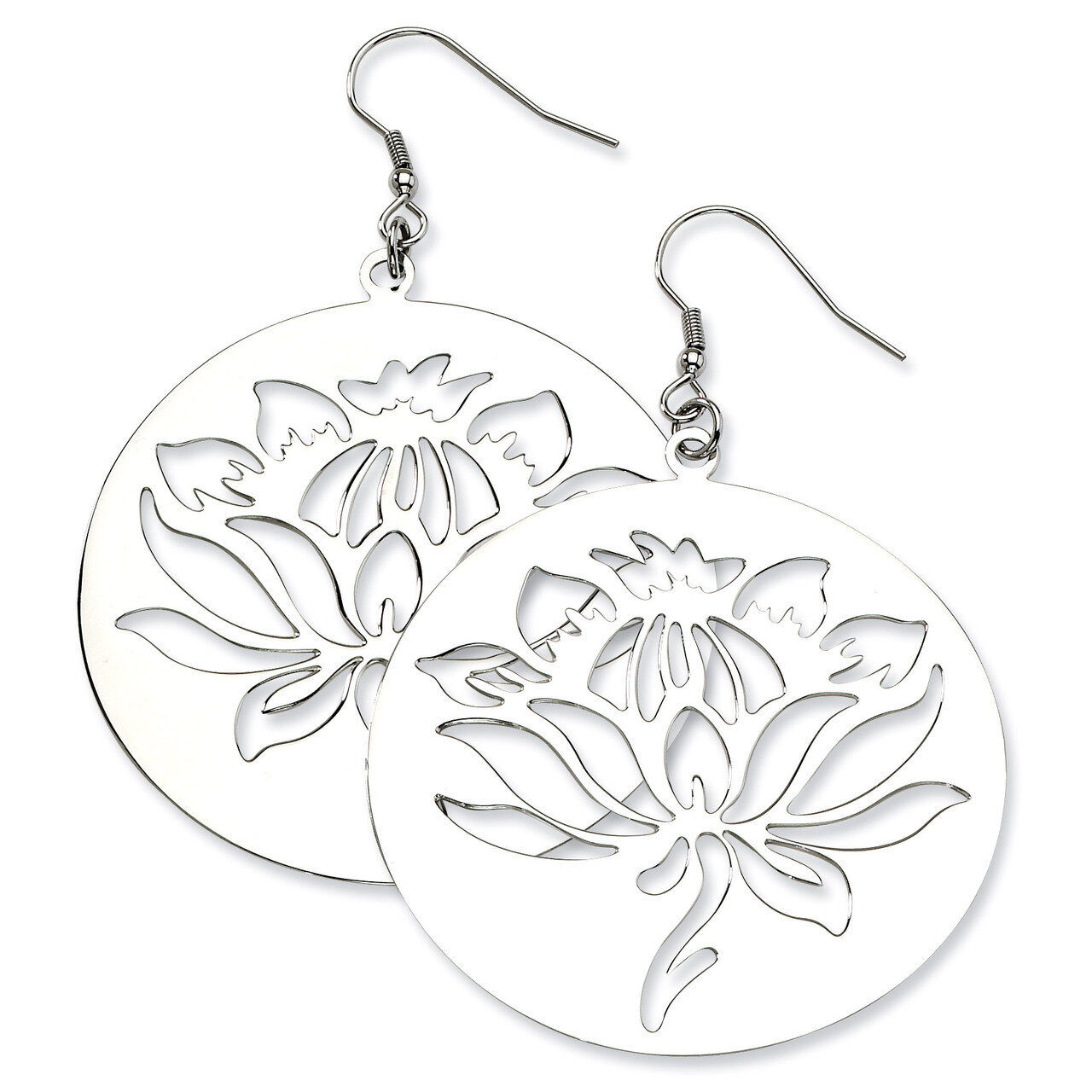 Flower Cutout Dangle Earrings - Stainless Steel SRE276 by Chisel, MPN: SRE276, 886774038049