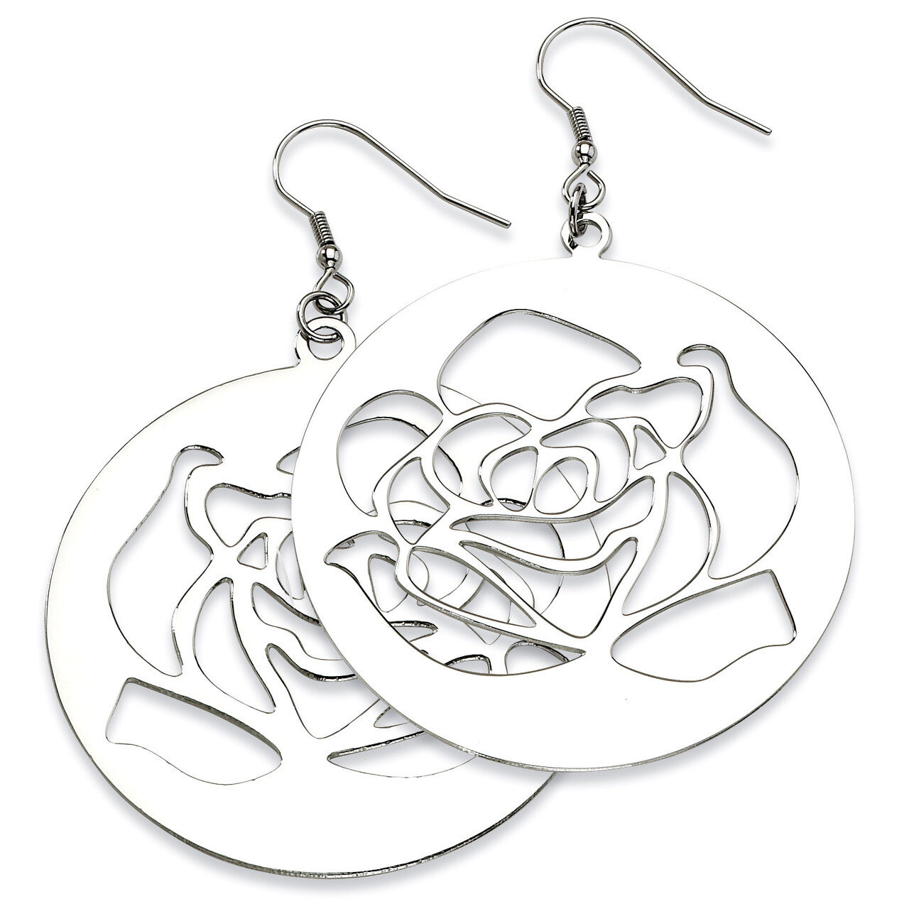 Rose Cutout Dangle Earrings - Stainless Steel SRE278 by Chisel, MPN: SRE278, 886774038063