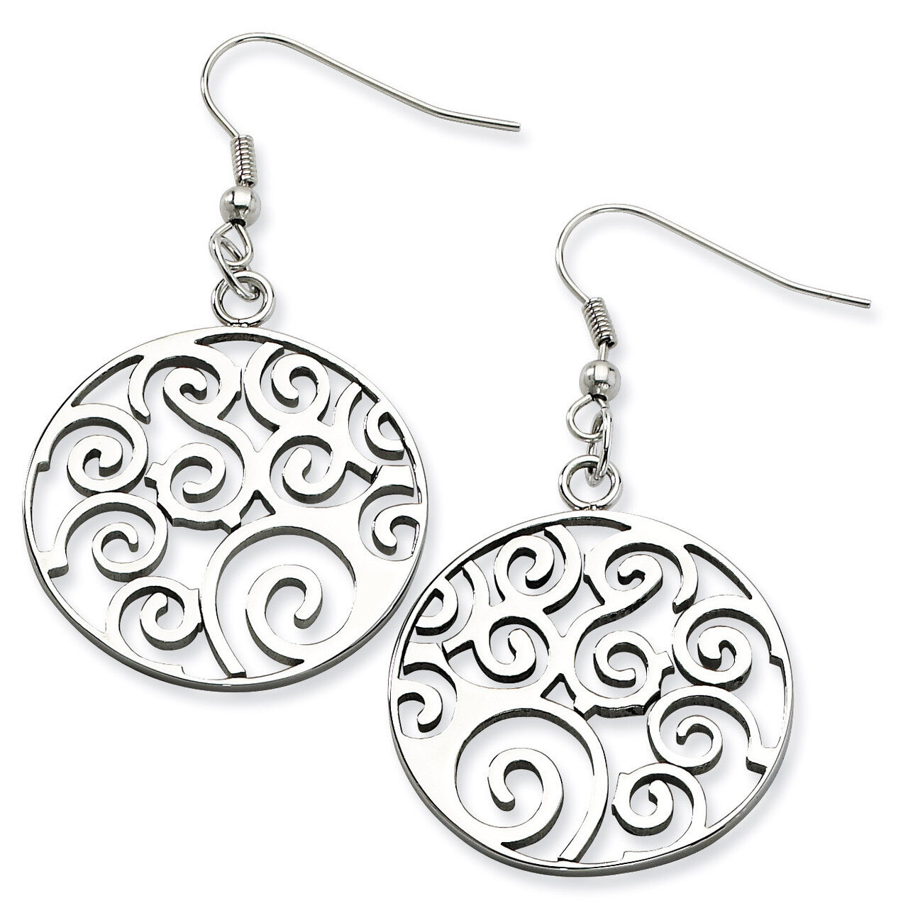 Fancy Swirl Dangle Earrings - Stainless Steel SRE281 by Chisel, MPN: SRE281, 886774038094