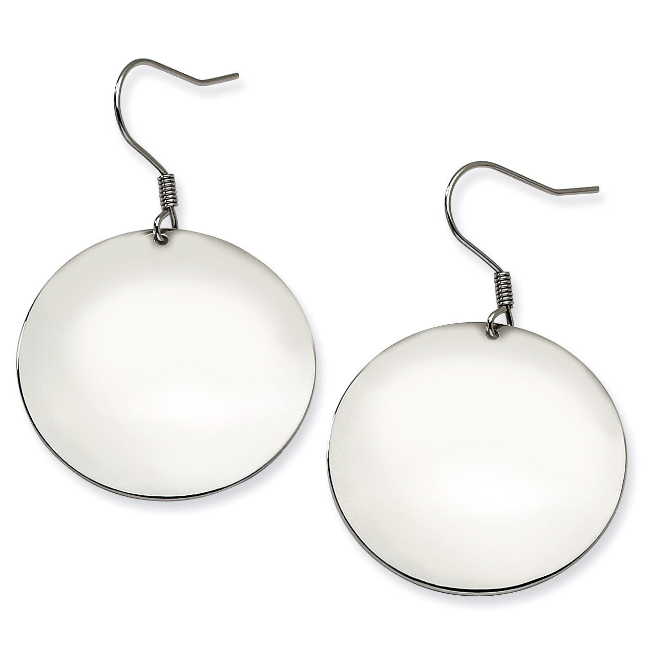 Polished Discs Dangle Earrings - Stainless Steel SRE294 by Chisel, MPN: SRE294, 886774038223