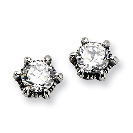 Antiqued Synthetic Diamond Post Earrings - Stainless Steel SRE303 by Chisel, MPN: SRE303, 886774038…