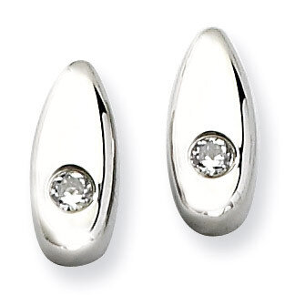 Polished with Synthetic Diamond Post Earrings - Stainless Steel SRE309