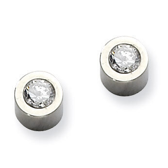 Synthetic Diamond Polished Post Earrings - Stainless Steel SRE320 by Chisel, MPN: SRE320, 886774038…