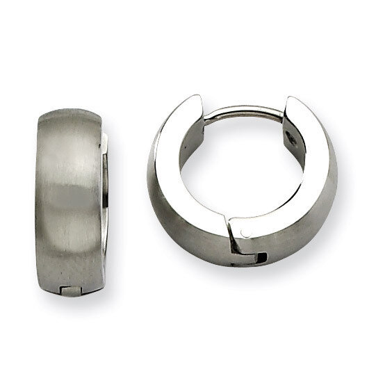 Brushed & Polished Round Hinged Hoop Earrings - Stainless Steel SRE373