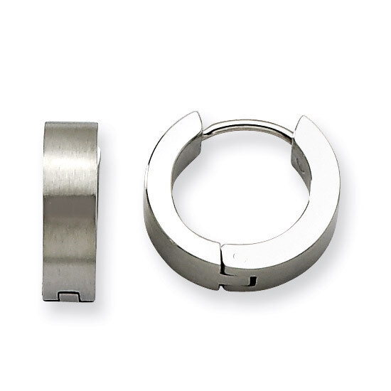 Brushed &amp; Polished Round Hinged Hoop Earrings - Stainless Steel SRE374 by Chisel, MPN: SRE374, 8867…
