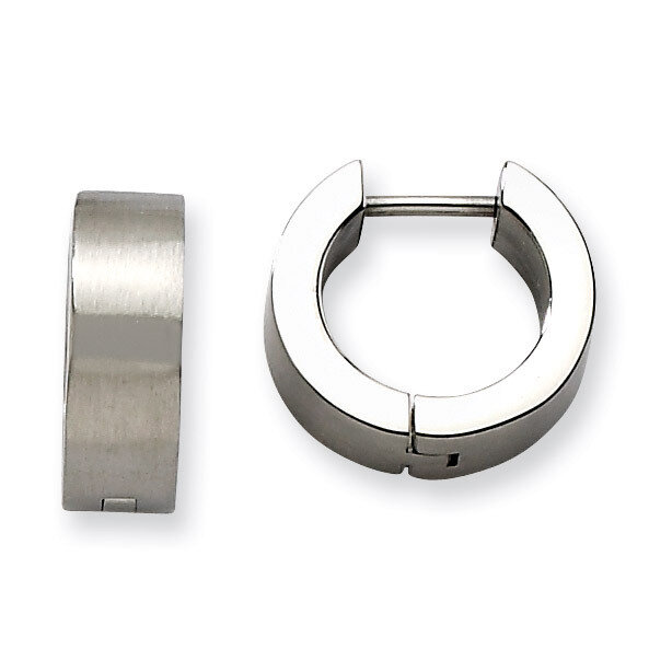 Brushed Round Hinged Hoop Earrings - Stainless Steel SRE385 by Chisel, MPN: SRE385, 886774039107