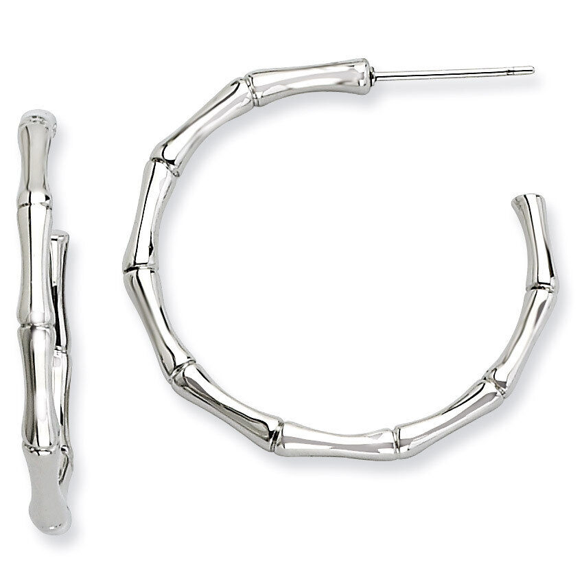 Polished J Hoop Earrings - Stainless Steel SRE398 by Chisel, MPN: SRE398, 886774039237
