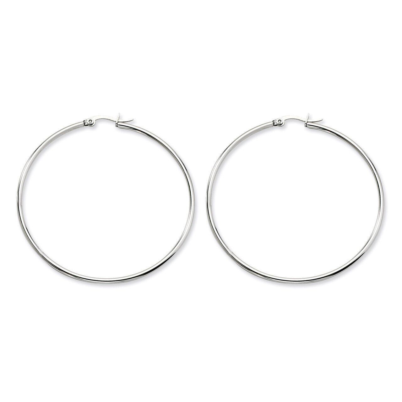 Polished 60mm Hoop Earrings - Stainless Steel SRE400 by Chisel, MPN: SRE400, 886774039251