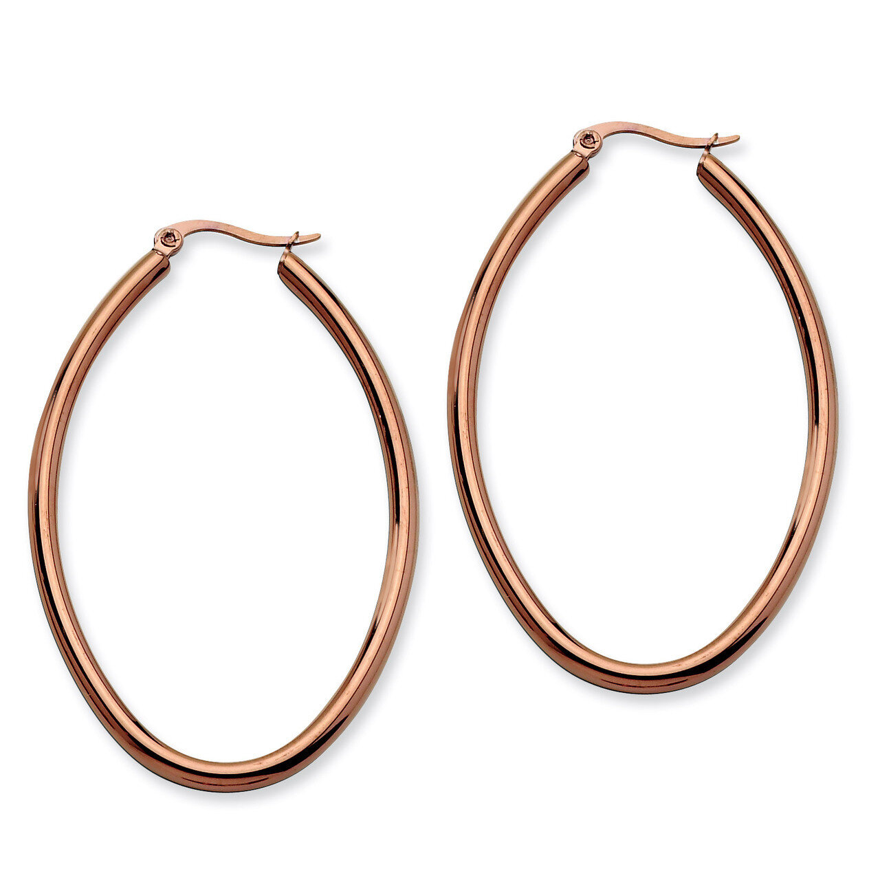 Chocolate Plated 55mm Oval Hoop Earrings - Stainless Steel SRE403 by Chisel, MPN: SRE403, 886774039…