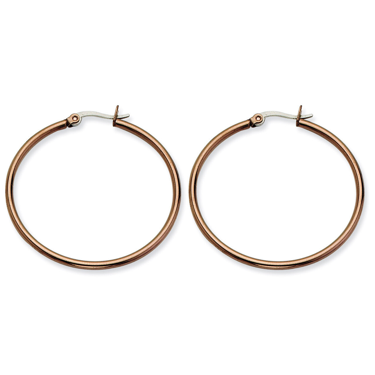 Chocolate IP plated 40mm Hoop Earrings - Stainless Steel SRE411 by Chisel, MPN: SRE411, 886774039367