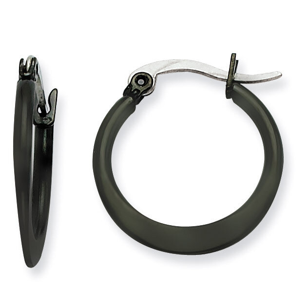 Black IP plated 19mm Hoop Earrings - Stainless Steel SRE414