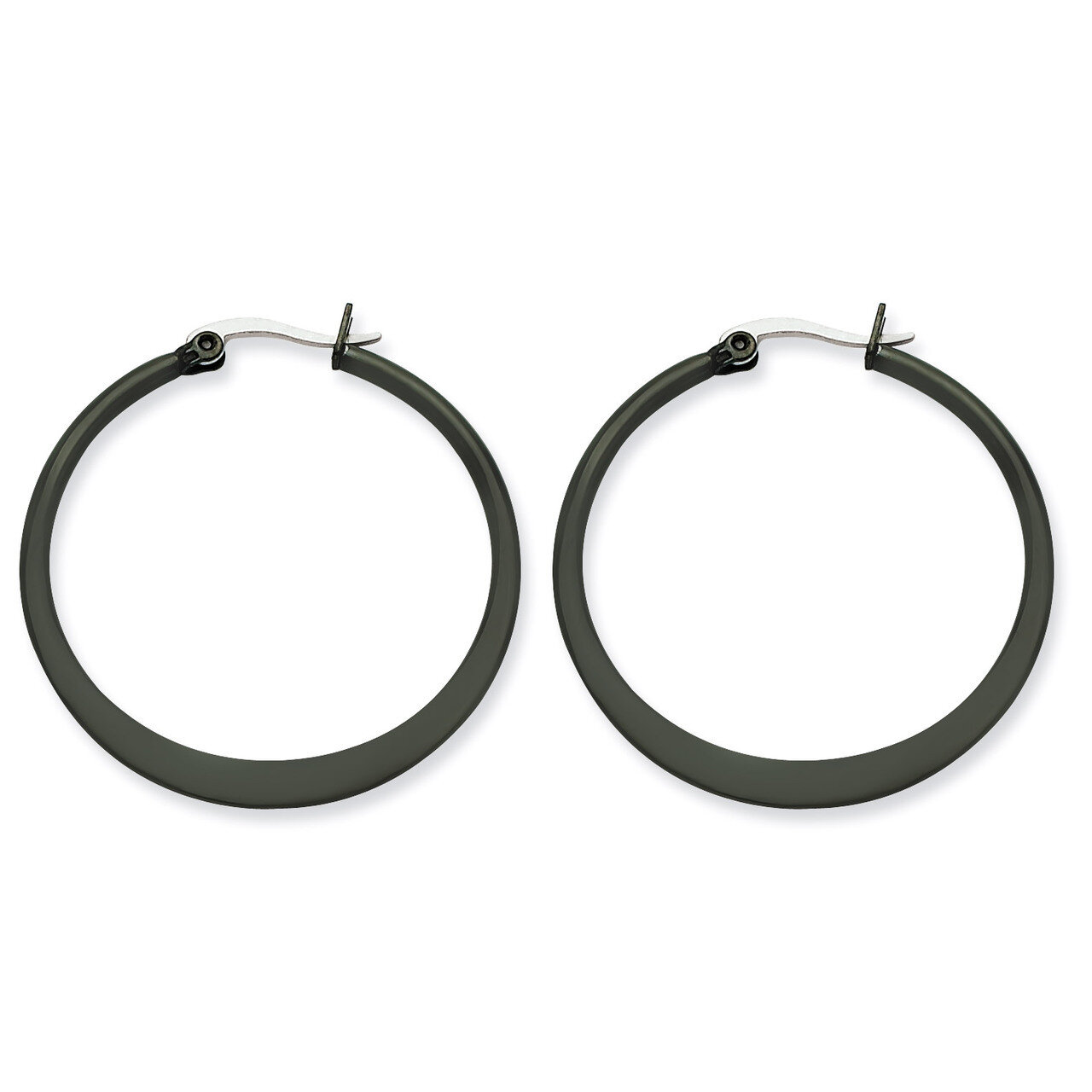 Black IP plated 34mm Hoop Earrings - Stainless Steel SRE415