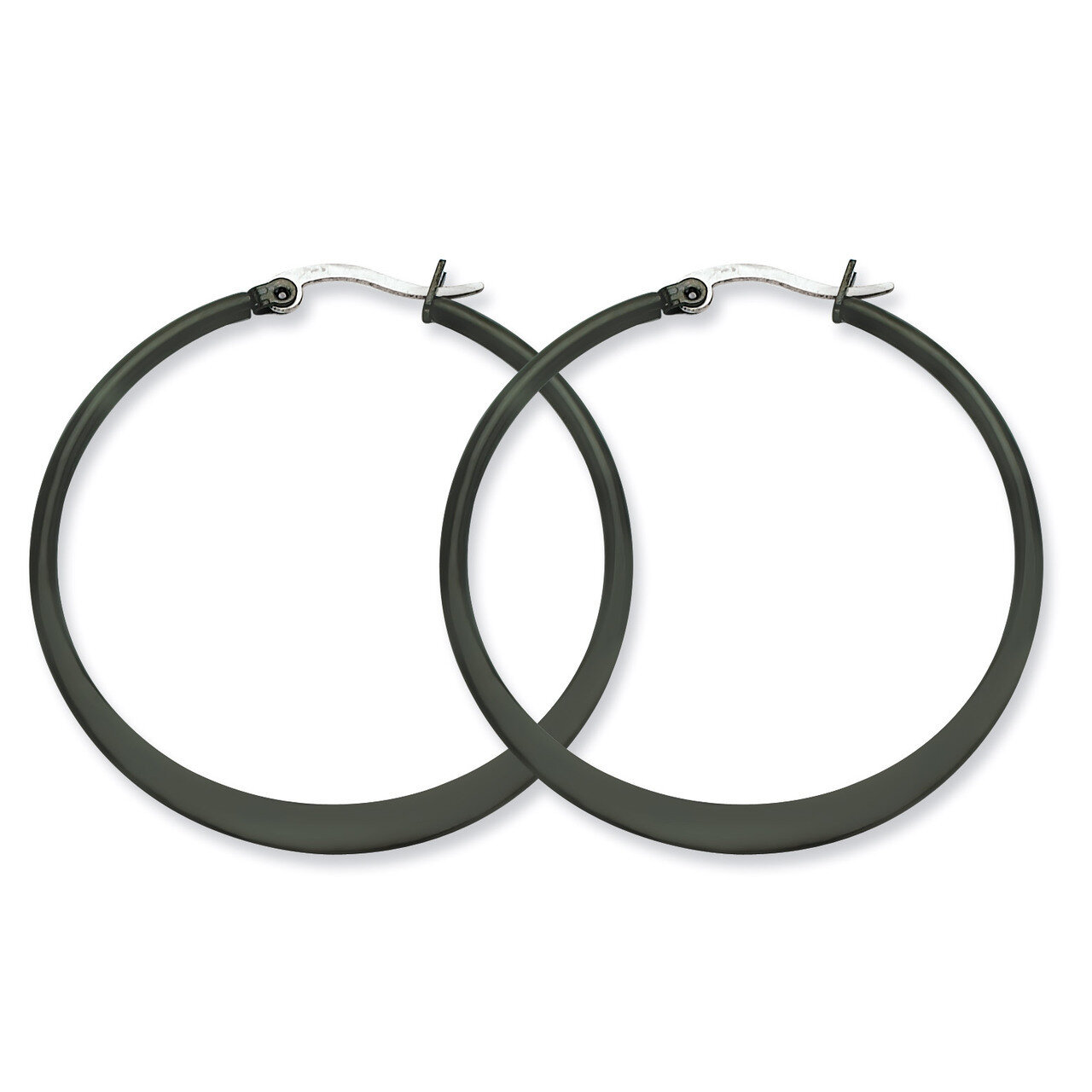 Black IP plated 43mm Hoop Earrings - Stainless Steel SRE416 by Chisel, MPN: SRE416, 886774039411