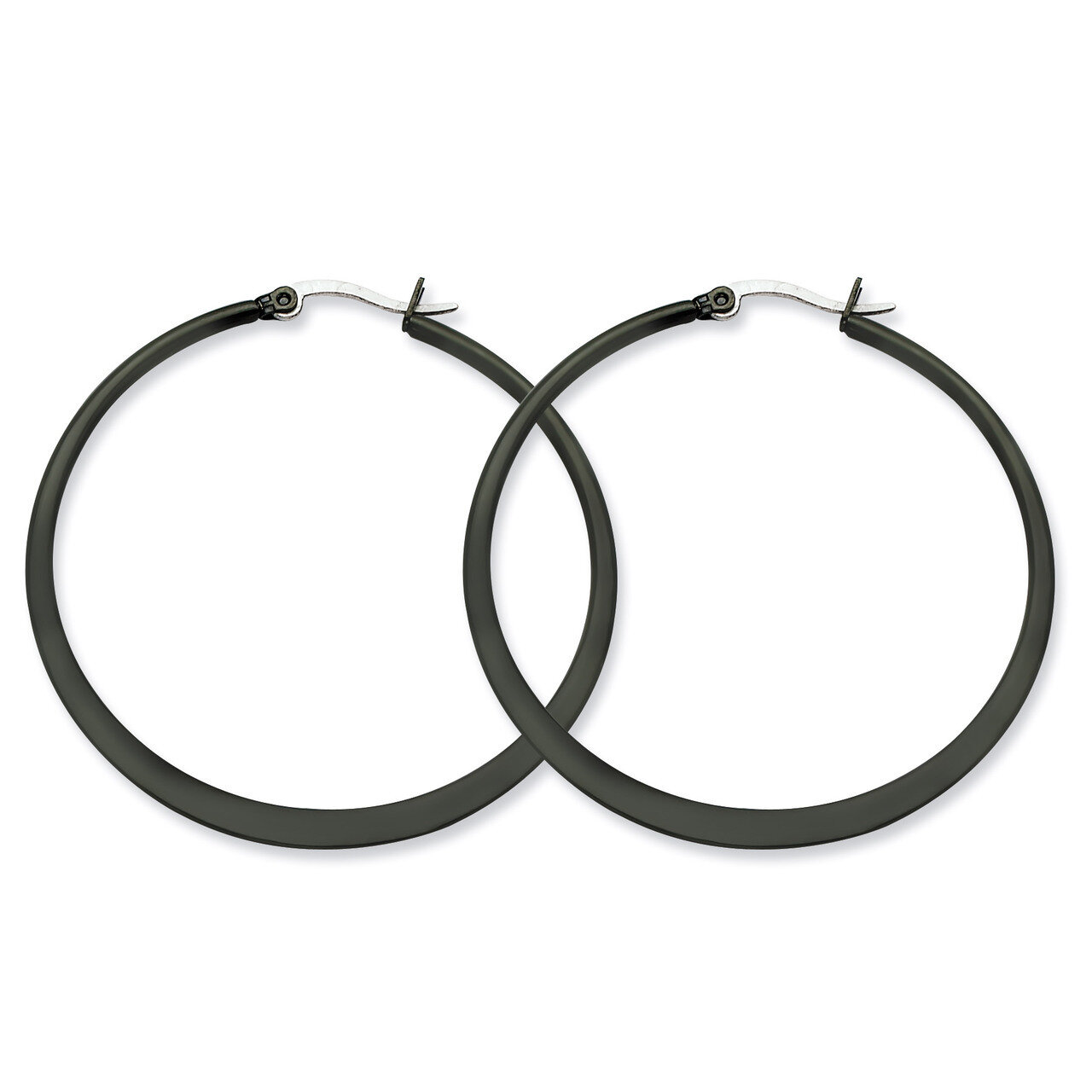 Black IP plated 55mm Hoop Earrings - Stainless Steel SRE417